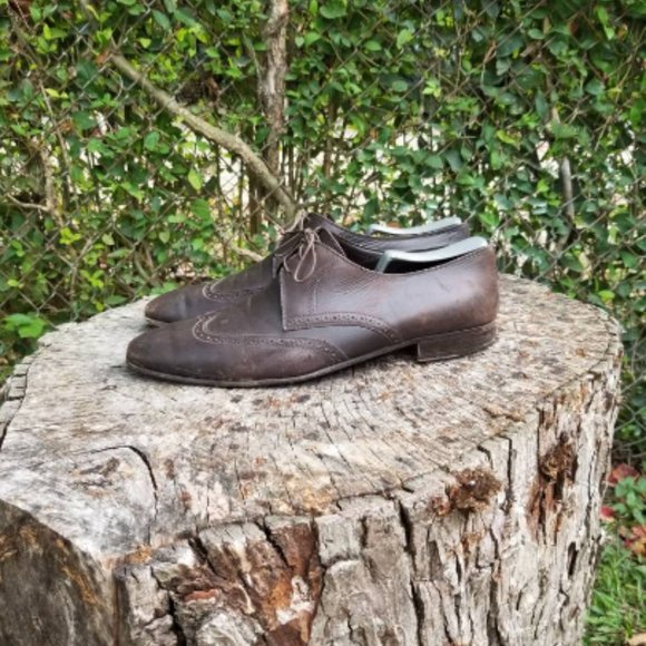 A. Testoni Basic Men\'s Leather Brown Lace Up Shoes